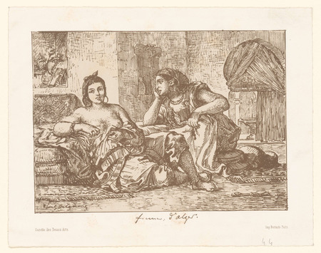 Poster made in France fine art ou toile encadrée. Deux femmes algériennes assises...