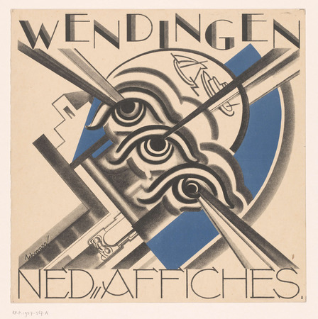Toile d’art premium made in France ou affiche encadrée. Conception de couverture pour : Wendingen, 1931. Composition à trois yeux...