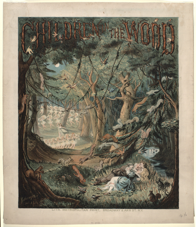 Poster fine art made in France premium ou toile imprimée. Enfants dans le bois. Impression colorée d'un garçon et d'une fille dormant dans les bois...