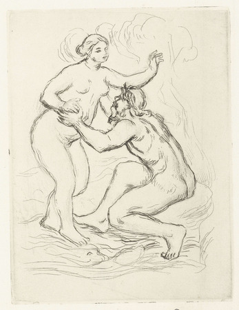 Impression française d’art sur toile ou poster encadré. Skamandros (Scamander) et femme nue...