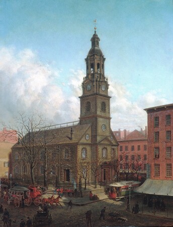 Tirage made in France sur toile ou affiche encadrée. L'église North Dutch, Fulton et William Streets, New York...