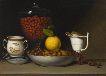 Toile made in France imprimée ou poster encadré. Nature morte - Fraises, noix, &c...