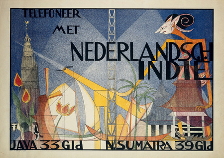 Toile made in France fine art ou affiche encadrée d’art. Poster Téléphone avec les Indes Orientales Néerlandaises...
