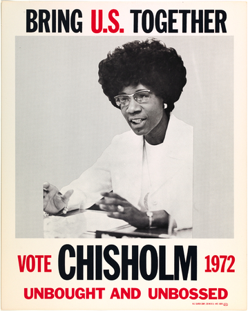 Toile made in France imprimée d’art haut de gamme ou affiche encadrée. Rassemblez-nous. Votez Chisholm 1972, non acheté et sans patron...