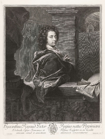 Poster fine art premium fabriqué en France ou toile imprimée. Portret van Hyacinthe Rigaud. Portrait du peintre de la cour française Hyacinthe Rigaud (1659-1743)...