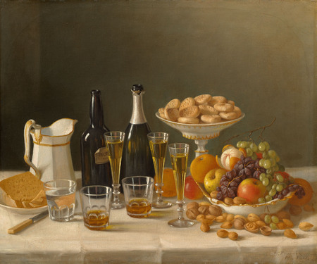 Affiche encadrée 100% française ou toile fine art imprimée. Vin, fromage et fruits...