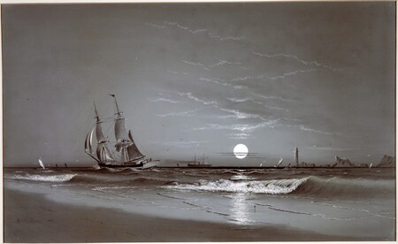 Impression de poster encadré made in France ou toile d’art. Entrée du port—clair de lune...