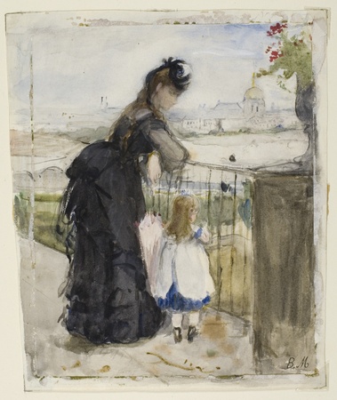 Toile d’art française imprimée ou affiche encadrée. Sur le balcon...