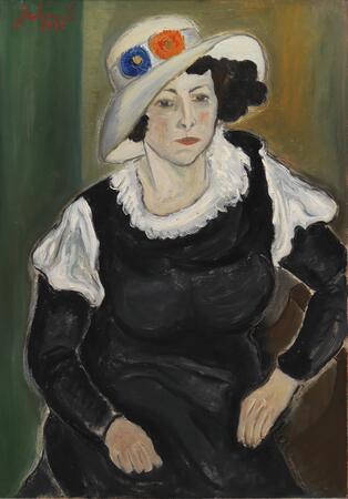 Affiche encadrée fine art premium fabriquée en France ou toile imprimée. Une dame portant un chapeau. La femme de l'artiste, Dagny Marie Christensen...