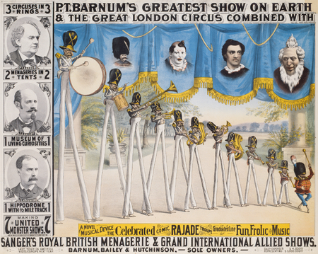 Impression premium fine art sur toile made in France ou poster encadré. PT Barnum, James Bailey et James Hutchinson...