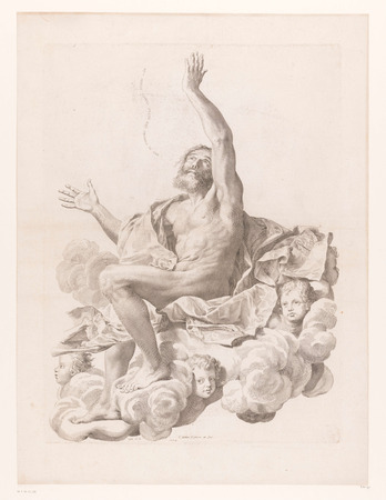 Affiche encadrée premium en France ou toile d’art imprimée. Saint Paul sur nuage entouré de chérubins...