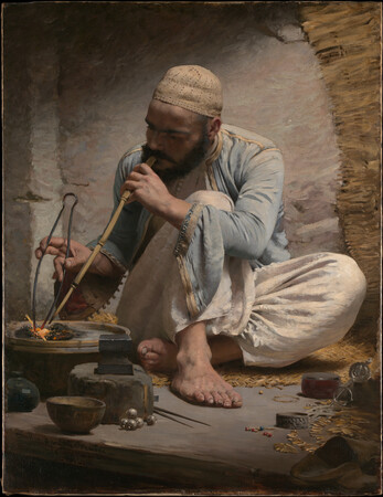 Affiche encadrée d'art fabriquée en France ou toile imprimée. Le bijoutier arabe...