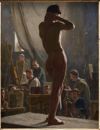 Poster premium fine art fabriqué en France ou toile d’art imprimée. Nu masculin dans l'atelier de Bonnat...