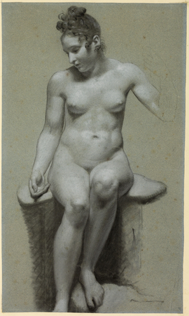 Tirage fine art en France sur toile ou poster encadré. Nu féminin assis...