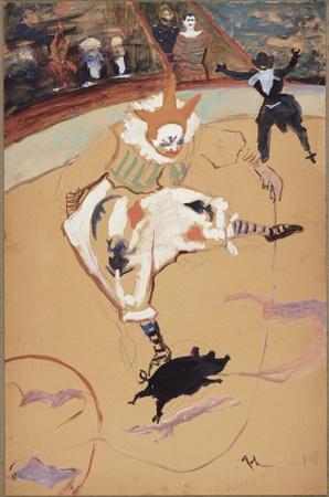 Toile imprimée en France de qualité fine art ou affiche encadrée. Au cirque Fernando : Medrano avec un porcelet...