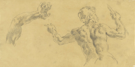 Poster premium made in France encadré ou toile fine art imprimée. Croquis d'un bras et d'un homme vus de dos...