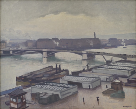 Poster premium made in France fine art ou toile imprimée. Quai de Paris at Rouen. Rainy Weather...