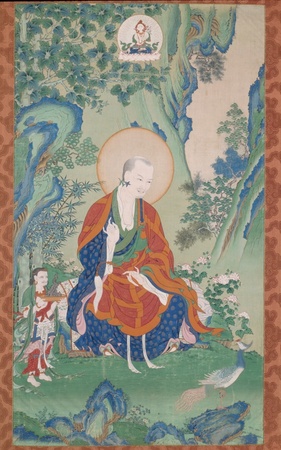 Affiche encadrée d’art made in France ou toile fine art imprimée. Bannière peinte (Thangka) de Vajriputra, l'un des seize grands arhats...