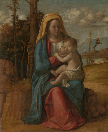 Poster haut de gamme fabriqué en France ou toile fine art premium. Vierge à l'enfant. Cina da Conegliano est un peintre de l’école vénitienne du XVème siècle...