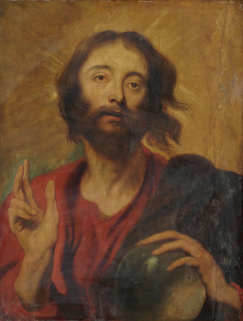 Toile premium imprimée fine art en France ou affiche encadrée. Christ comme sauveur du monde. Antoine Van Dyck peint ici Christ comme sauveur du monde, un