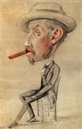 Poster fine art haut de gamme made in France ou toile d’art imprimée. Caricature d'un homme avec un gros cigare...