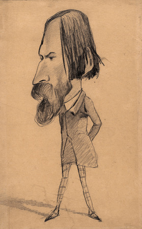 Affiche encadrée premium en France ou toile d’art imprimée. Caricature d'Auguste Vacquerie...