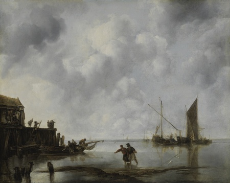 Affiche encadrée d'art réalisée en France ou toile fine art imprimée. Bateaux de pêche au calme...