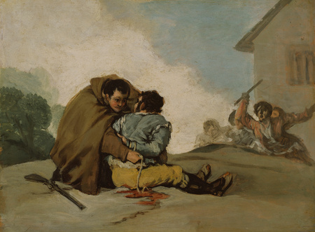 Affiche encadrée haut de gamme d'art made in France ou toile imprimée. Frère Pedro lie El Maragato avec une corde...