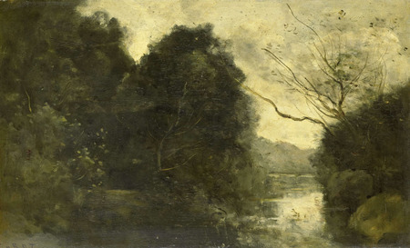 Affiche encadrée de qualité fine art premium made in France ou toile d’art. Étang dans les bois. Ce paysage de Camille Corot est plus précisément un paysage forestier...