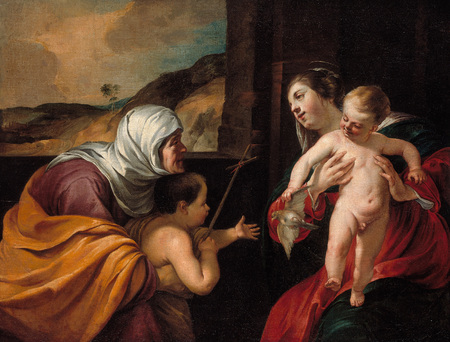 Poster premium made in France encadré ou toile fine art imprimée. Vierge à l'Enfant avec Sainte Elisabeth et l'Enfant Saint Jean Baptiste...