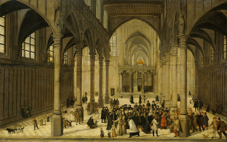 Affiche encadrée premium fabriquée en France ou toile fine art haut de gamme. Intérieur de l'église avec le Christ prêchant à une congrégation...