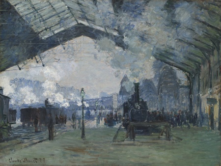 Affiche encadrée haut de gamme fabriquée en France ou toile d’art fine art. Arrivée du Train de Normandie, Gare Saint-Lazare...