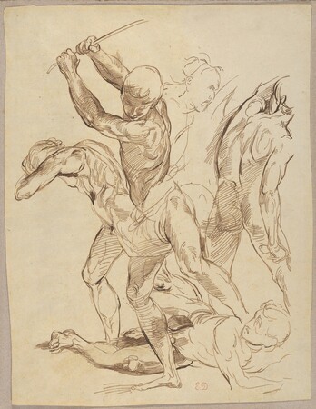 Impression haut de gamme made in France sur toile fine art ou poster encadré. Combat d'hommes nus, d'après Raphaël...