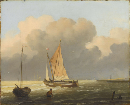 Affiche encadrée haut de gamme en France fine art ou toile imprimée. Mers au large de la côte, avec Spritsail Barge...