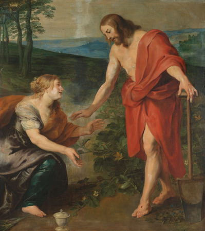Affiche encadrée premium fine art fabriquée en France ou toile d’art. Le Christ apparaissant à Marie-Madeleine en tant que jardinier (Noli me Tangere)...