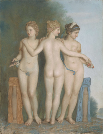 Poster premium haut de gamme en France ou toile d’art imprimée. Les Trois Grâces, d'après le groupe de marbre antique de la Galleria Borghese, Rome. Les Trois Grâces...