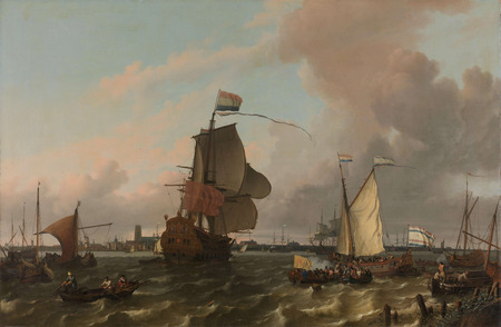 Affiche encadrée fine art premium fabriquée en France ou toile d’art imprimée. Le Man-of-War Brielle sur la Meuse au large de Rotterdam...