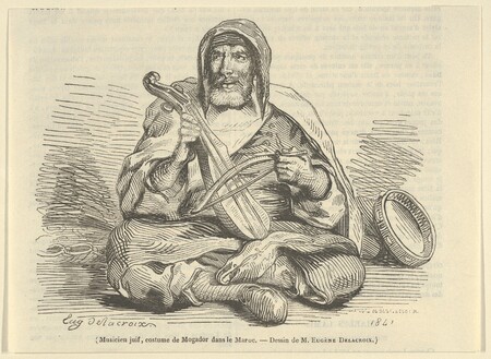 Impression sur toile fine art de qualité made in France ou poster encadré. Musicien juif en costume de Mogador, Maroc, de "Le Magasin Pittoresque"...
