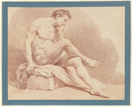 Affiche encadrée made in France haut de gamme ou toile fine art premium. nu masculin assis...