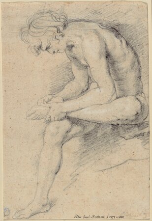 Toile d’art haut de gamme made in France imprimée ou affiche encadrée. Jeunesse nue dans la pose du spinario...
