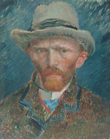 Affiche encadrée fine art haut de gamme fabriquée en France ou toile premium. Autoportrait au chapeau de feutre gris...