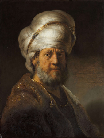 Poster haut de gamme fabriqué en France fine art ou toile premium. Homme en vêtements orientaux...