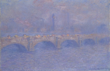 Affiche encadrée haut de gamme en France fine art ou toile imprimée. Pont de Waterloo, effet de lumière du soleil...