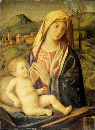 Poster premium fine art fabriqué en France ou toile imprimée haut de gamme. Vierge à l'Enfant. Marie avec enfant...