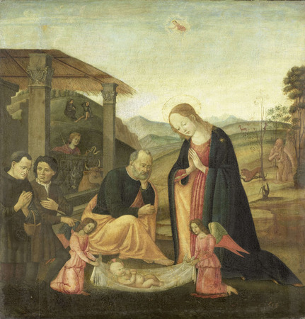 Toile fine art premium made in France imprimée ou affiche encadrée. Adoration de l'Enfant Jésus. L'adoration de l'enfant...