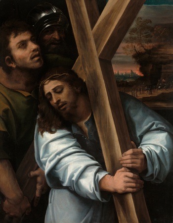 Poster premium fine art made in France ou toile d’art haut de gamme. Christ portant la croix. Sebastiano Luciani est un peintre italien de la Haute Renaissance...