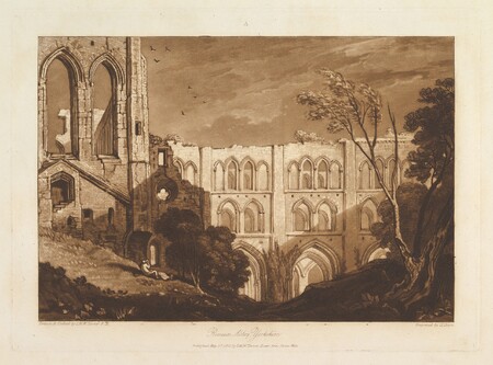 Toile fine art premium made in France imprimée ou affiche encadrée. Rivaux Abbey, Yorkshire (Liber Studiorum, part X, plate 51)...