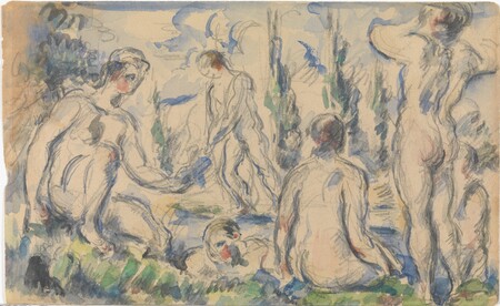 Impression fine art made in France haut de gamme sur toile ou poster encadré. Baigneurs (recto) ; Paysage (verso)...