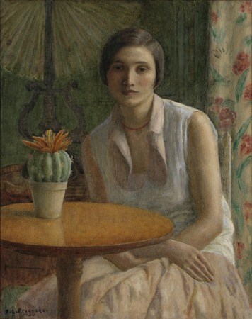 Affiche encadrée de qualité made in France ou toile d’art. Portrait de femme (avec cactus)...