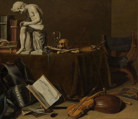Impression d'art française sur toile ou poster encadré. Vanitas Nature Morte avec le Spinario. Vanité nature morte...
